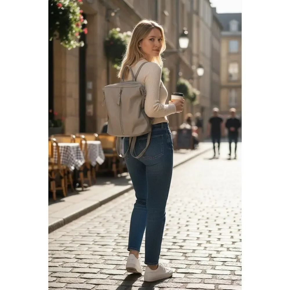 Urban Expressions Cream Vegan Leather Backpack Purse Bag Womens - Picture 3 of 13